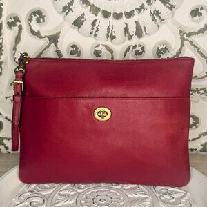 Coach Legacy Red Glove Tanned Leather Wristlet Clutch Cosmetic Travel Pouch  or